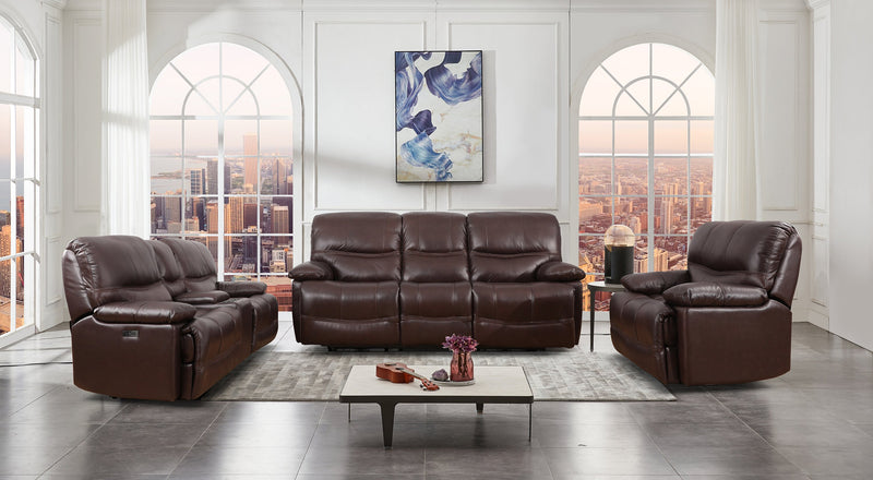 Franco 89\" Genuine Leather Zero Gravity Power Reclining Sofa with USB Ports - Brown