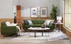 Kort & Co. Freeman 88" Linen-Look Fabric Sofa with Wood Base and Tufted Back Cushions - Avocado Green | Sofa Freeman Kort & Co. de 88 po en tissu d’apparence lin avec pattes en bois et coussins de dossier capitonnés - vert avocat