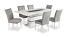 Garbo 7pc Dining Set with Table & 6 Chairs, Glass Insert, Pedestal Base, Glam, 78.75"W - White | Ensemble de salle à manger somptueux Garbo 7 pièces avec table de 78,75 po (L), incrustation de verre, base piédestal et 4 chaises - blanc