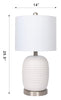 Kort & Co. Gianna 19" White and Silver Ceramic Table Lamp|Lampe de table Giada de Kort & Co. de 19 po en céramique, blanche et argentée
