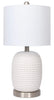 Kort & Co. Gianna 19" White and Silver Ceramic Table Lamp|Lampe de table Giada de Kort & Co. de 19 po en céramique, blanche et argentée