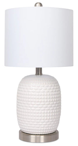 Kort & Co. Gianna 19" White and Silver Ceramic Table Lamp