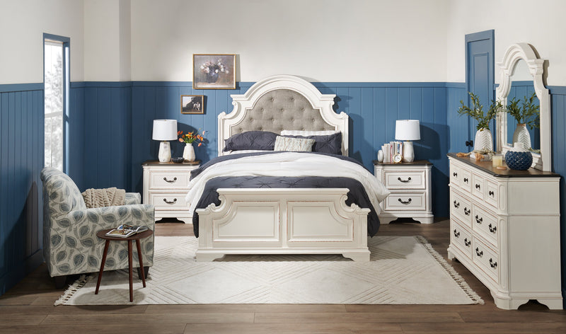 Grace Bedside 2-Drawer Nightstand with Built-in USB Ports, 28\"W x 28\"H - Antique White