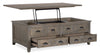 Hanson 50” Traditional Pine Lift Top Coffee Table with Storage and Casters - Dovetail Grey | Table à café traditionnelle Hanson de 50 po en pin avec dessus relevable - gris tourterelle