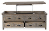 Hanson 50” Traditional Pine Lift Top Coffee Table with Storage and Casters - Dovetail Grey | Table à café traditionnelle Hanson de 50 po en pin avec dessus relevable - gris tourterelle
