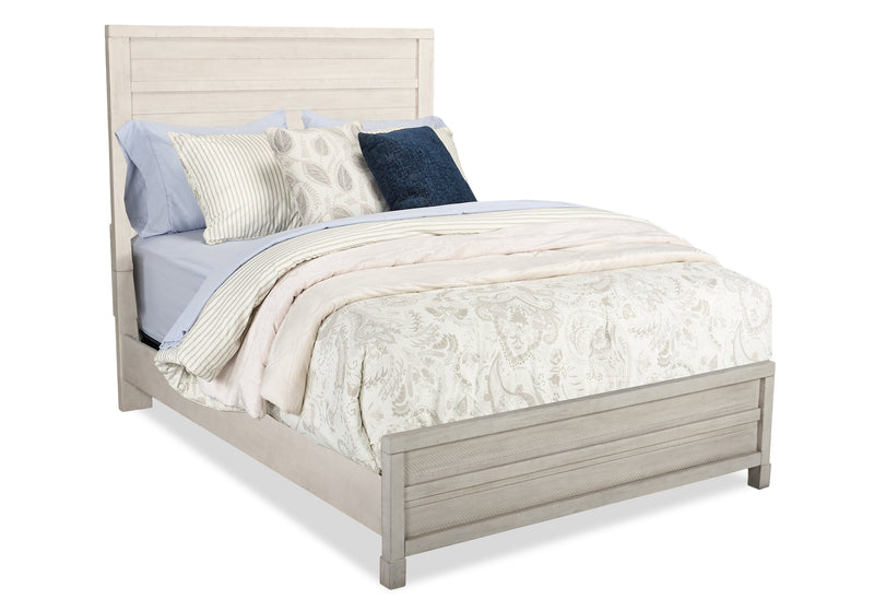 Haven Panel Bed with Headboard & Frame, White - Queen Size