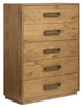 Scott Living Henri Bedroom Chest of Drawers, 5-Drawer, 38.2"W x 50.3"H, Wood - Brown | Commode verticale Henri de Scott Living de 38,2 po (L) x 50,3 po (H) à 5 tiroirs en bois pour la chambre à coucher - brune