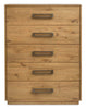 Scott Living Henri Bedroom Chest of Drawers, 5-Drawer, 38.2"W x 50.3"H, Wood - Brown | Commode verticale Henri de Scott Living de 38,2 po (L) x 50,3 po (H) à 5 tiroirs en bois pour la chambre à coucher - brune