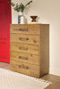 Scott Living Henri Bedroom Chest of Drawers, 5-Drawer, 38.2"W x 50.3"H, Wood - Brown | Commode verticale Henri de Scott Living de 38,2 po (L) x 50,3 po (H) à 5 tiroirs en bois pour la chambre à coucher - brune