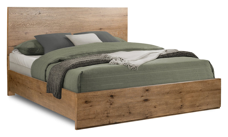 Scott Living Henri Panel Bed with Headboard & Frame, Wood, Brown - King Size