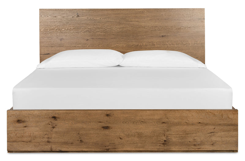 Scott Living Henri Panel Bed with Headboard & Frame, Wood, Brown - King Size