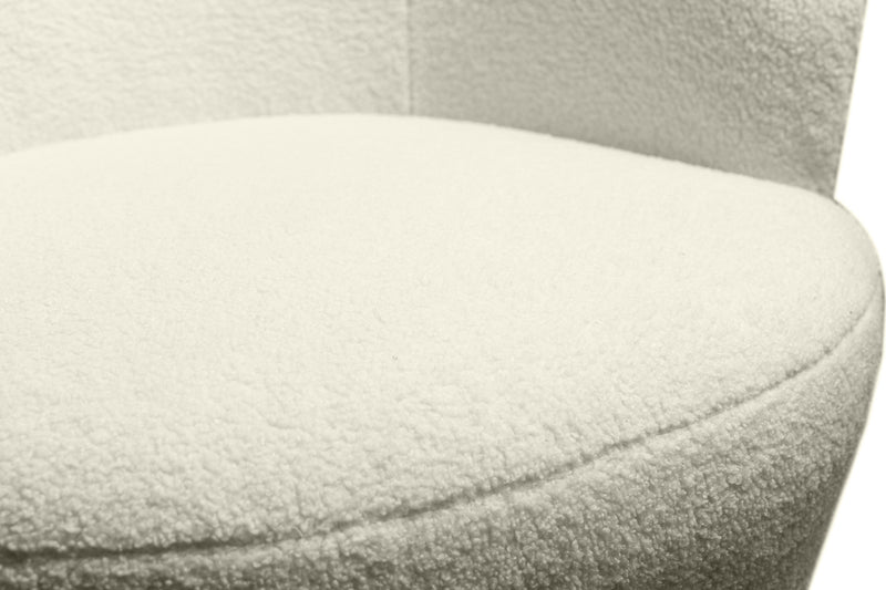 Ivie 28.7\" Chenille Boucle Fabric Curved Swivel Accent Chair - White