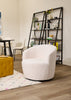 Ivie 28.7" Chenille Boucle Fabric Curved Swivel Accent Chair - White | Fauteuil d’appoint pivotant courbé Ivie de 28,7 po en tissu de chenille bouclé - blanc