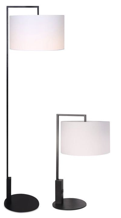 Kort & Co. Jax Matte Black and Gold 2-Piece Set - with Table and Floor Lamp and USB Charging|Ensemble 2 lampes Jax de Kort & Co. noir mat et doré avec recharge USB, 1 lampe à pied et 1 lampe de table