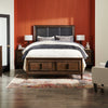 Kane Platform Storage Bed with Headboard & Frame, Vegan Leather, Brown - Queen Size | Lit plateforme de rangement Kane en cuir végétalien avec tête de lit et cadre de lit, brun - format grand lit