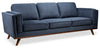 Kort & Co. Kassia 90.6" Linen-Look Fabric Sofa with Wood Base and Legs - Blue | Sofa Kassia de Kort & Co. de 90,6 po en tissu d’apparence lin avec base et pattes en bois - bleu
