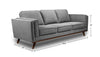 Kort & Co. Kassia 90.6" Linen-Look Fabric Sofa with Wood Base and Legs - Grey | Sofa Kassia de Kort & Co. de 90,6 po en tissu d’apparence lin avec base et pattes en bois - gris