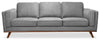 Kort & Co. Kassia 90.6" Linen-Look Fabric Sofa with Wood Base and Legs - Grey | Sofa Kassia de Kort & Co. de 90,6 po en tissu d’apparence lin avec base et pattes en bois - gris