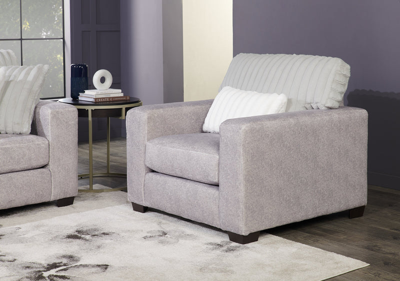 Made in Canada Koda 41\" Chenille and Faux Fur Fabric Chair with Removable Cushions - Plush Paloma Grey