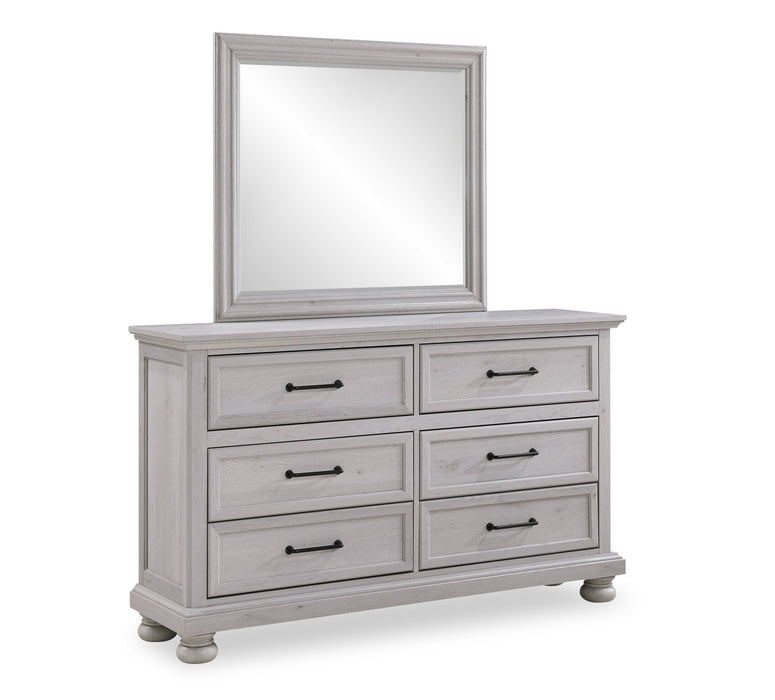 Kylie 6pc Bedroom Set with Storage Bed, Dresser, Mirror & Nightstand, Sand - Queen Size