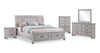 Kylie Platform Storage Bed with Headboard & Frame, Sand - King Size | Lit plateforme de rangement Kylie sable avec tête de lit et cadre de lit - format très grand lit