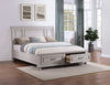 Kylie Platform Storage Bed with Headboard & Frame, Sand - King Size | Lit plateforme de rangement Kylie sable avec tête de lit et cadre de lit - format très grand lit