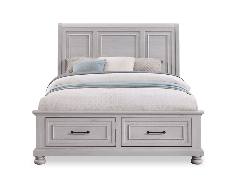 Kylie Platform Storage Bed with Headboard & Frame, Sand - Queen Size