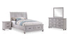 Kylie 6pc Bedroom Set with Storage Bed, Dresser, Mirror & Nightstand, Sand - Queen Size | Ensemble de chambre à coucher Kylie 6 pièces sable avec lit de rangement, commode, miroir et table de nuit - format grand lit