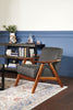 Kyra 28.5" Linen-Look Fabric Accent Chair with Curved Arms and Wood Frame - Grey | Fauteuil d’appoint Kyra de 28,5 po en tissu d’apparence lin avec accoudoirs courbés et armature en bois - gris