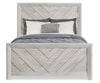 Lark Panel Bed with Headboard & Frame, Chevron Pattern, Rustic White - Full Size | Lit à panneaux Lark blanc rustique avec tête de lit, cadre et motif de chevrons - format lit double