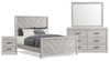 Lark 6pc Bedroom Set with Panel Bed, Dresser, Mirror & Nightstand, Rustic White - Full Size | Ensemble de chambre à coucher Lark 6 pièces blanc rustique avec lit à panneaux, commode, miroir et table de nuit - format lit double