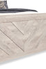 Lark Panel Bed with Headboard & Frame, Chevron Pattern, Rustic White - Queen Size | Lit à panneaux Lark blanc rustique avec tête de lit, cadre et motif de chevrons - format grand lit