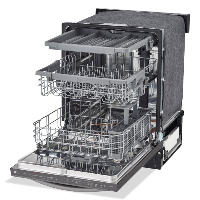 LG 24\" 46 dBA Built-In Top-Control Smart Dishwasher with QuadWash® - Smudge Proof Black Stainless Steel - LDTS5552D