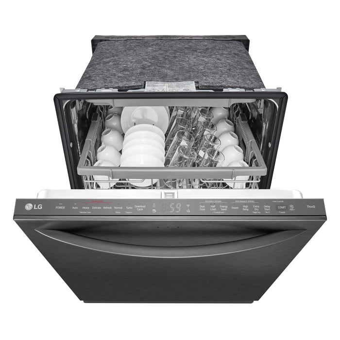 LG 24\" 46 dBA Built-In Top-Control Smart Dishwasher with QuadWash® - Smudge Proof Black Stainless Steel - LDTS5552D