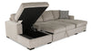 Made in Canada Legend 3-Piece Chenille Fabric Sleeper Sectional with Two Storage Chaises - Platinum Beige | Sofa-lit sectionnel Legend 3 pièces fabriqué au Canada en tissu de chenille avec 2 fauteuils longs de rangement - beige platine