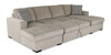Made in Canada Legend 3-Piece Chenille Fabric Sleeper Sectional with Two Storage Chaises - Platinum Beige | Sofa-lit sectionnel Legend 3 pièces fabriqué au Canada en tissu de chenille avec 2 fauteuils longs de rangement - beige platine
