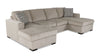 Made in Canada Legend 3-Piece Chenille Fabric Sleeper Sectional with Two Storage Chaises - Platinum Beige | Sofa-lit sectionnel Legend 3 pièces fabriqué au Canada en tissu de chenille avec 2 fauteuils longs de rangement - beige platine