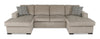 Made in Canada Legend 3-Piece Chenille Fabric Sleeper Sectional with Two Storage Chaises - Platinum Beige | Sofa-lit sectionnel Legend 3 pièces fabriqué au Canada en tissu de chenille avec 2 fauteuils longs de rangement - beige platine