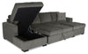Made in Canada Legend 3-Piece Chenille Fabric Sleeper Sectional with Two Storage Chaises - Pewter Brown | Sofa-lit sectionnel Legend 3 pièces fabriqué au Canada en tissu de chenille avec 2 fauteuils longs de rangement - brun étain