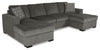 Made in Canada Legend 3-Piece Chenille Fabric Sleeper Sectional with Two Storage Chaises - Pewter Brown | Sofa-lit sectionnel Legend 3 pièces fabriqué au Canada en tissu de chenille avec 2 fauteuils longs de rangement - brun étain