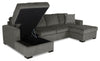 Made in Canada Legend 3-Piece Chenille Fabric Sleeper Sectional with Two Storage Chaises - Pewter Brown | Sofa-lit sectionnel Legend 3 pièces fabriqué au Canada en tissu de chenille avec 2 fauteuils longs de rangement - brun étain