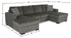 Made in Canada Legend 3-Piece Chenille Fabric Sleeper Sectional with Two Storage Chaises - Pewter Brown | Sofa-lit sectionnel Legend 3 pièces fabriqué au Canada en tissu de chenille avec 2 fauteuils longs de rangement - brun étain
