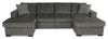 Made in Canada Legend 3-Piece Chenille Fabric Sleeper Sectional with Two Storage Chaises - Pewter Brown | Sofa-lit sectionnel Legend 3 pièces fabriqué au Canada en tissu de chenille avec 2 fauteuils longs de rangement - brun étain