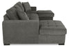 Made in Canada Legend 3-Piece Chenille Fabric Sleeper Sectional with Two Storage Chaises - Pewter Brown | Sofa-lit sectionnel Legend 3 pièces fabriqué au Canada en tissu de chenille avec 2 fauteuils longs de rangement - brun étain