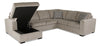Made in Canada Legend 3-Piece Left-Facing Chenille Fabric Sleeper Sectional with Storage Chaise - Platinum Beige | Sofa-lit sectionnel de gauche Legend 3 pièces fabriqué au Canada en tissu de chenille avec fauteuil long de rangement - beige platine