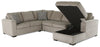 Made in Canada Legend 4-Piece Right-Facing Chenille Fabric Sleeper Sectional with Storage Chaise - Platinum Beige | Sofa-lit sectionnel de droite Legend 4 pièces fabriqué au Canada en tissu de chenille avec fauteuil long de rangement - beige platine