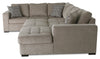 Made in Canada Legend 4-Piece Right-Facing Chenille Fabric Sleeper Sectional with Storage Chaise - Platinum Beige | Sofa-lit sectionnel de droite Legend 4 pièces fabriqué au Canada en tissu de chenille avec fauteuil long de rangement - beige platine