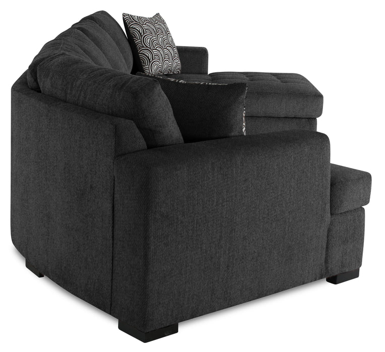 Made in Canada Legend 3-Piece Left-Facing Chenille Fabric Cuddler Sleeper Sectional with Chaise - Pepper Grey