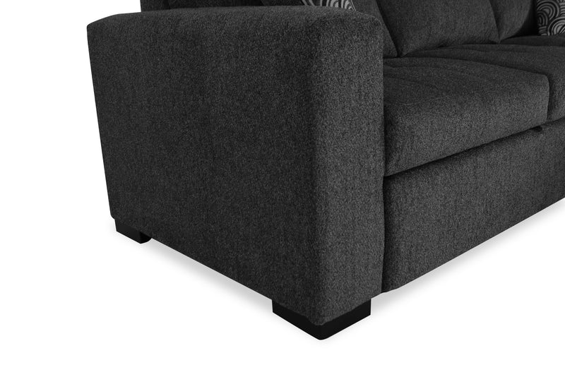 Made in Canada Legend 2-Piece Right-Facing Chenille Fabric Sleeper Sectional with Storage Chaise - Pepper Grey