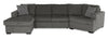 Made in Canada Legend 3-Piece Right-Facing Chenille Fabric Cuddler Sleeper Sectional with Chaise - Pewter Brown | Sofa-lit sectionnel enveloppant de droite Legend 3 pièces fabriqué au Canada en tissu de chenille avec fauteuil long - brun étain